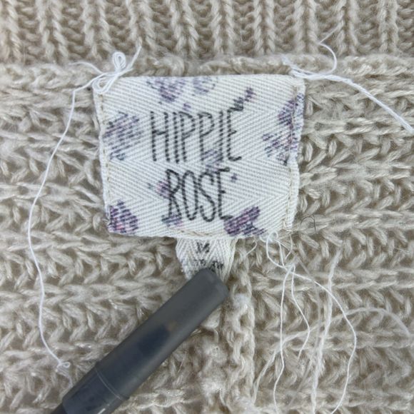 Hippie Rose Womens M Cream Open-Front Cardigan Cable Classic‎ Boho Preppy Solid - Picture 6 of 10